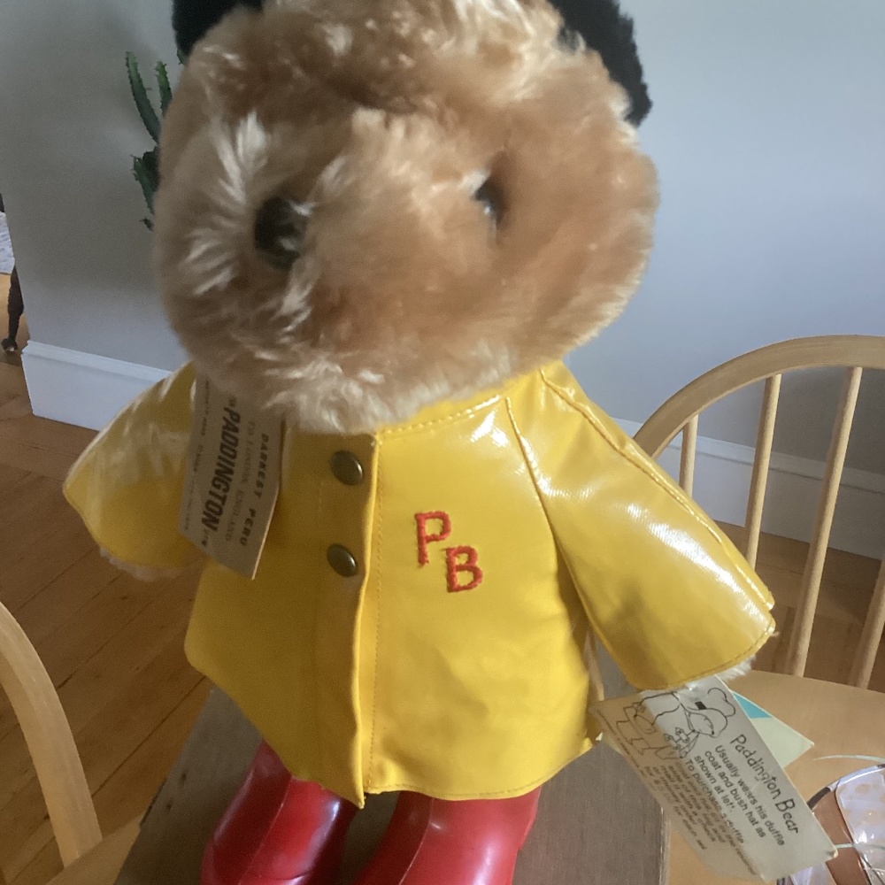 Vintage 1985 Paddington Bear with Yellow raincoat, red boots original tags